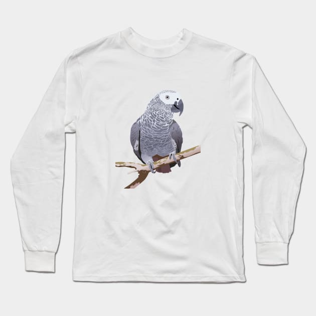 African Grey Parrot Long Sleeve T-Shirt by NorseTech